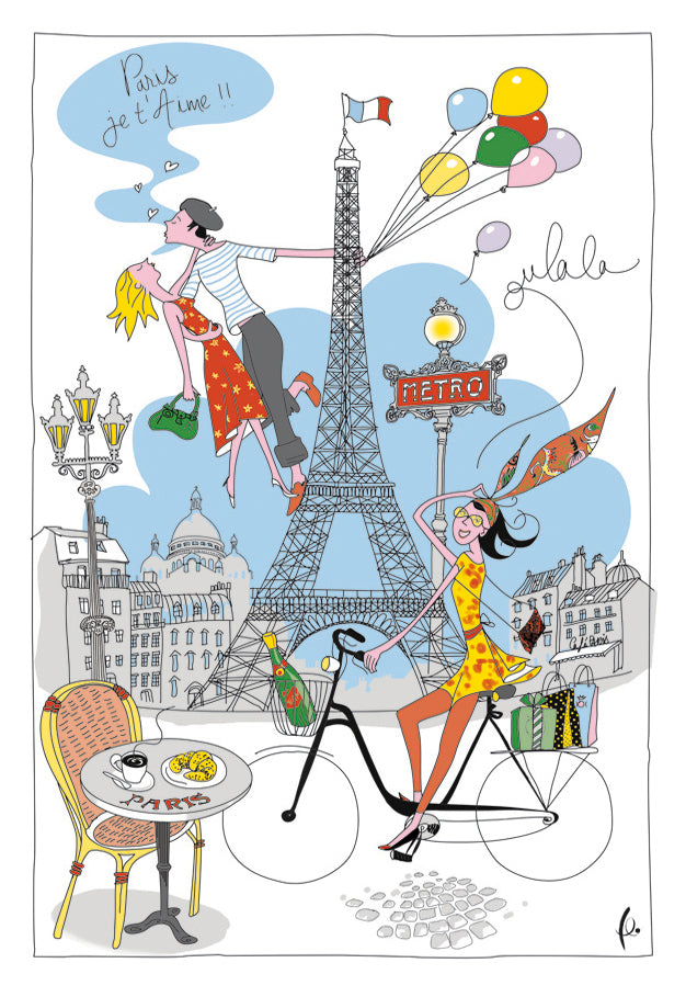 Theedoek La Parisienne Blanc 72 X 48