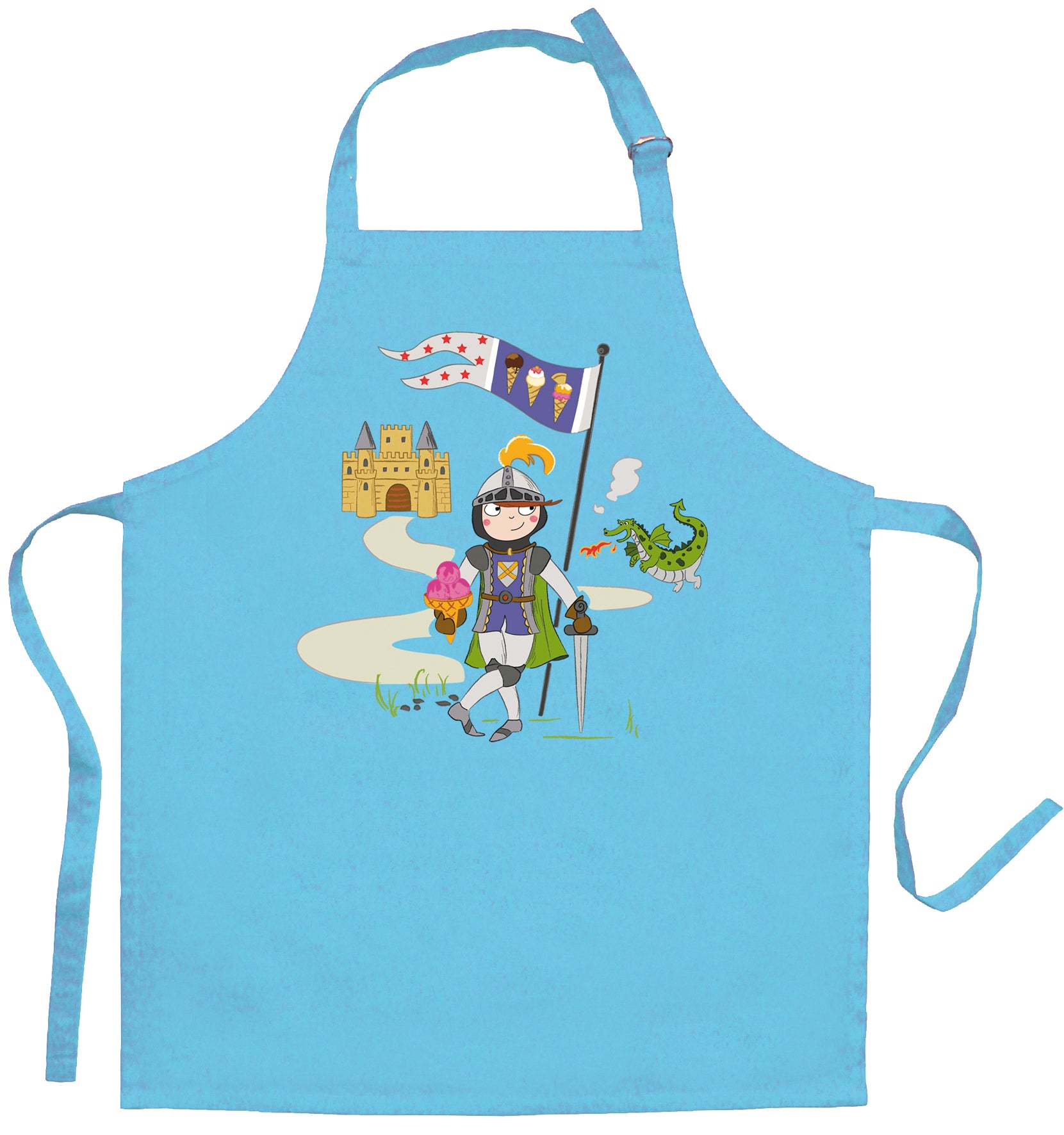 Kinderkeukenschort Peps Chevalier et dragon Turquoise 52 X 63