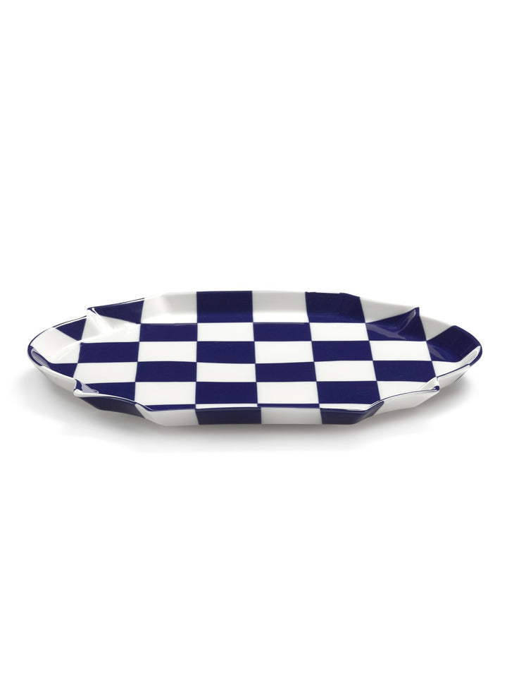 Serax - Wouters &amp; Hendrix - Serveerbord Ovaal Blauw Wit