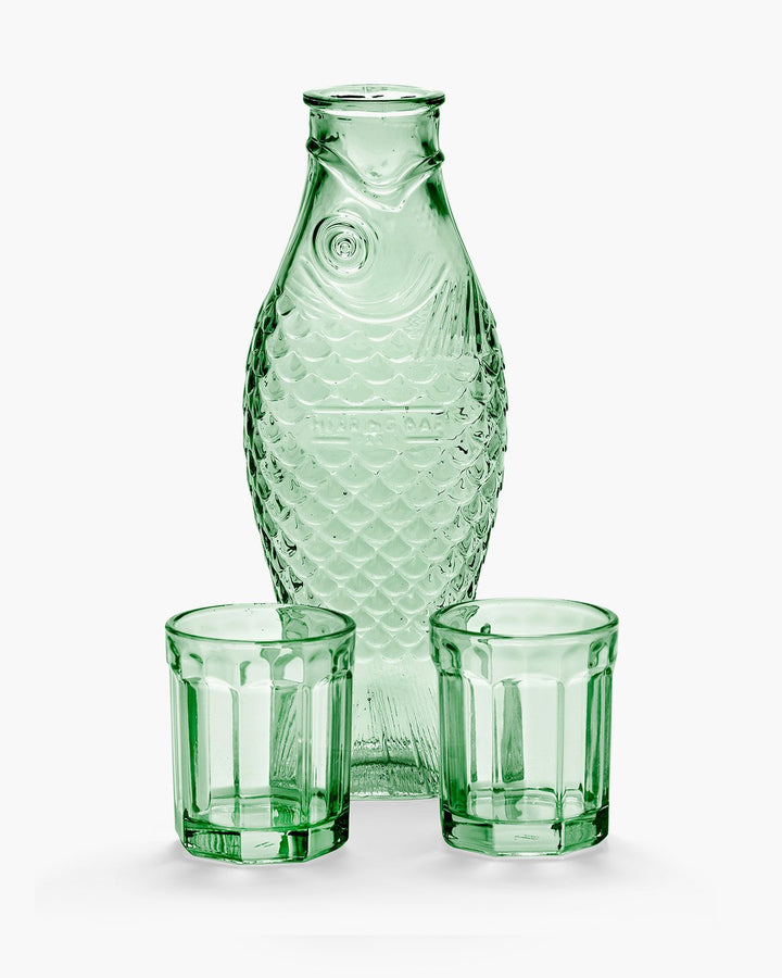 Serax - Paola Navone - Set Karaf + 2 Glazen M Groen Fish &amp; Fish