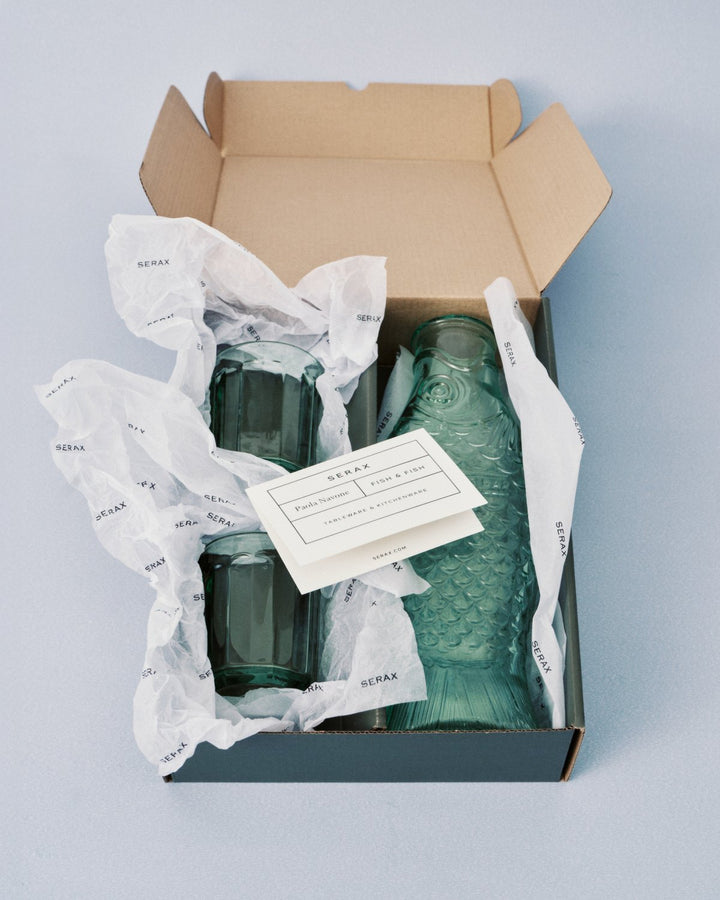 Serax - Paola Navone - Set Karaf + 2 Glazen M Groen Fish &amp; Fish