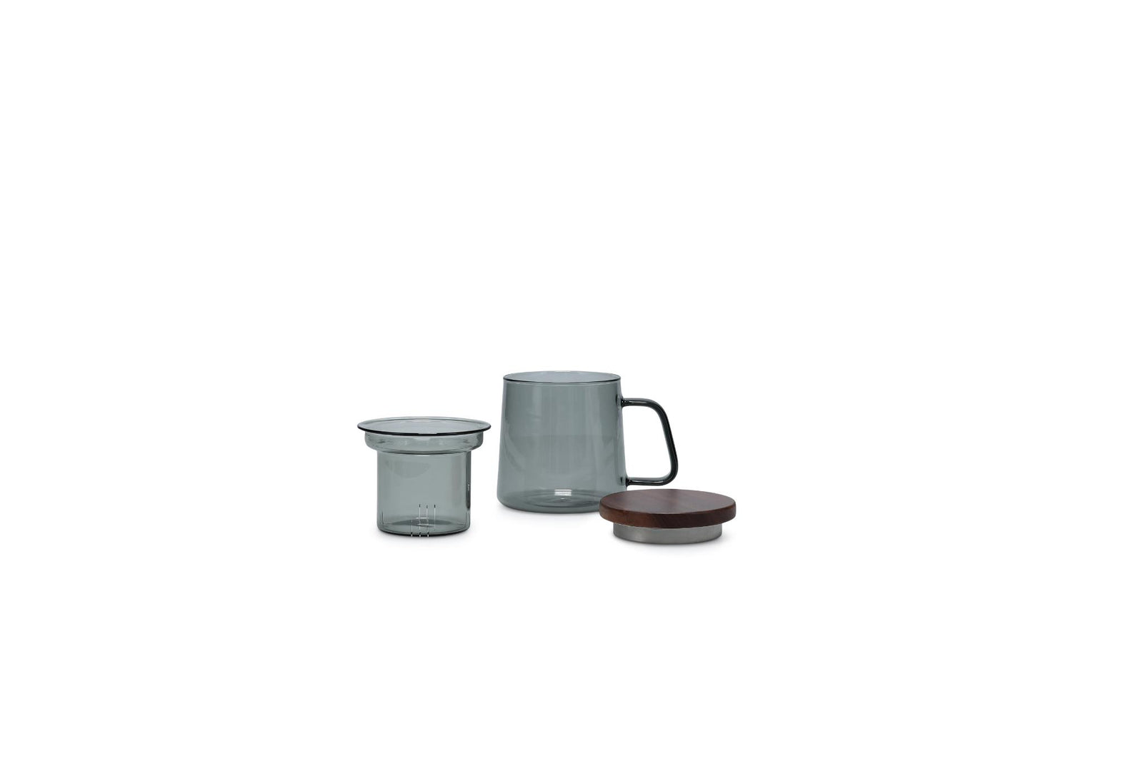 Beker 37cl met glazen filter en deksel grijs Luma