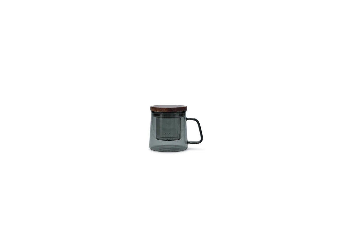 Beker 37cl met glazen filter en deksel grijs Luma