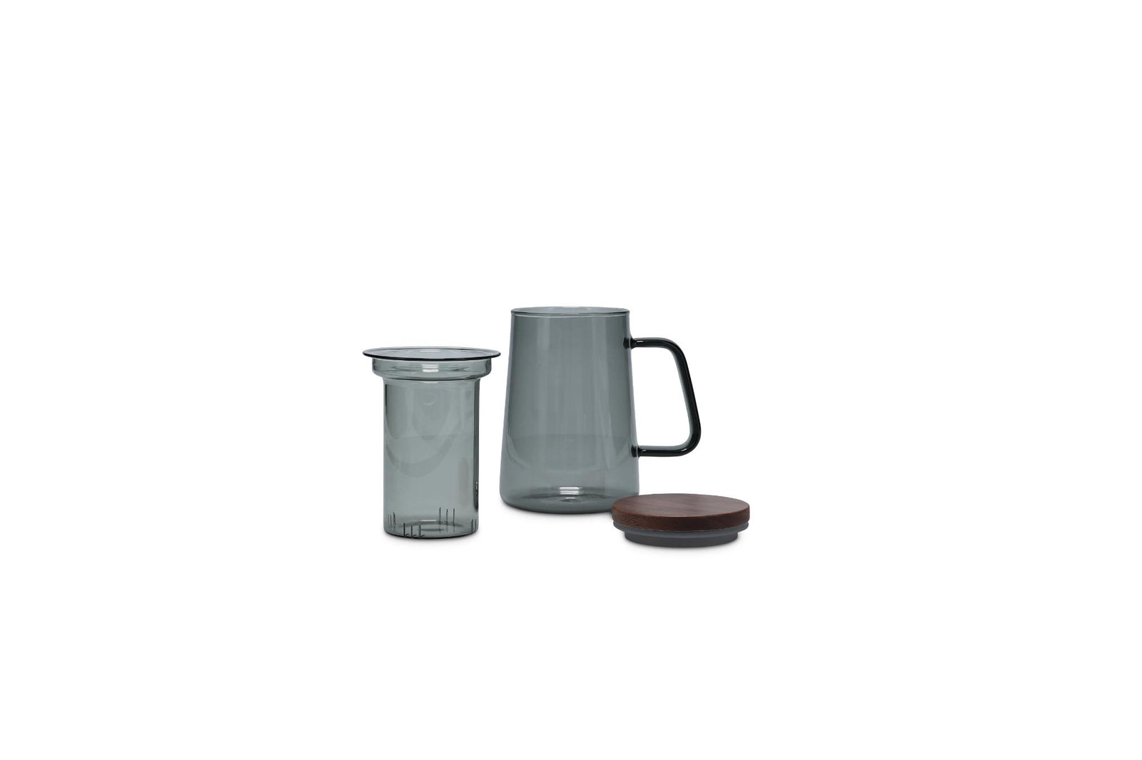 Beker 63cl met glazen filter en deksel grijs Luma