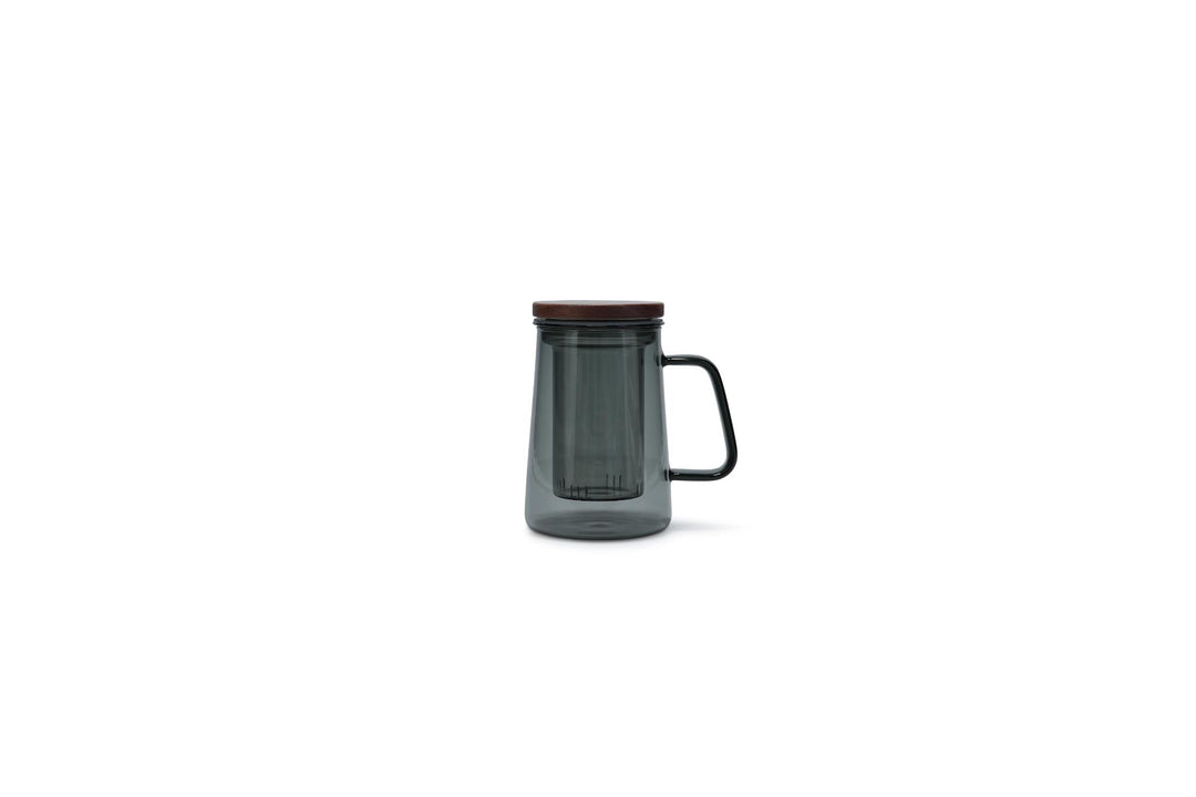 Beker 63cl met glazen filter en deksel grijs Luma