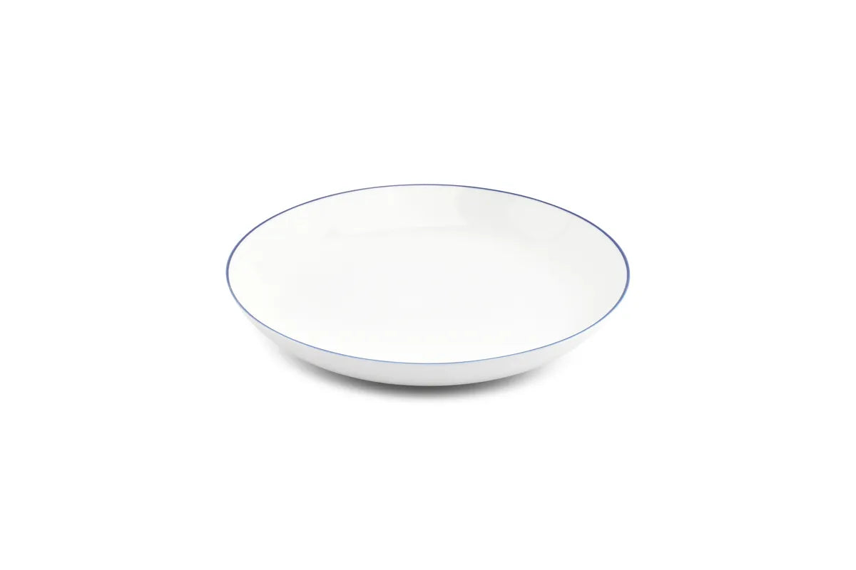 Bonbistro - Diep bord 27xH4cm coupe blue rim Basic White - Set van 6