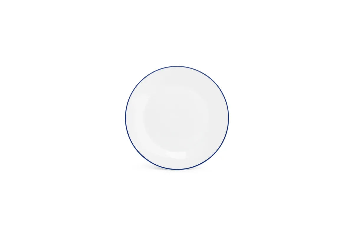 Bonbistro - Plat bord 20cm blue rim Basic White - Set van 6