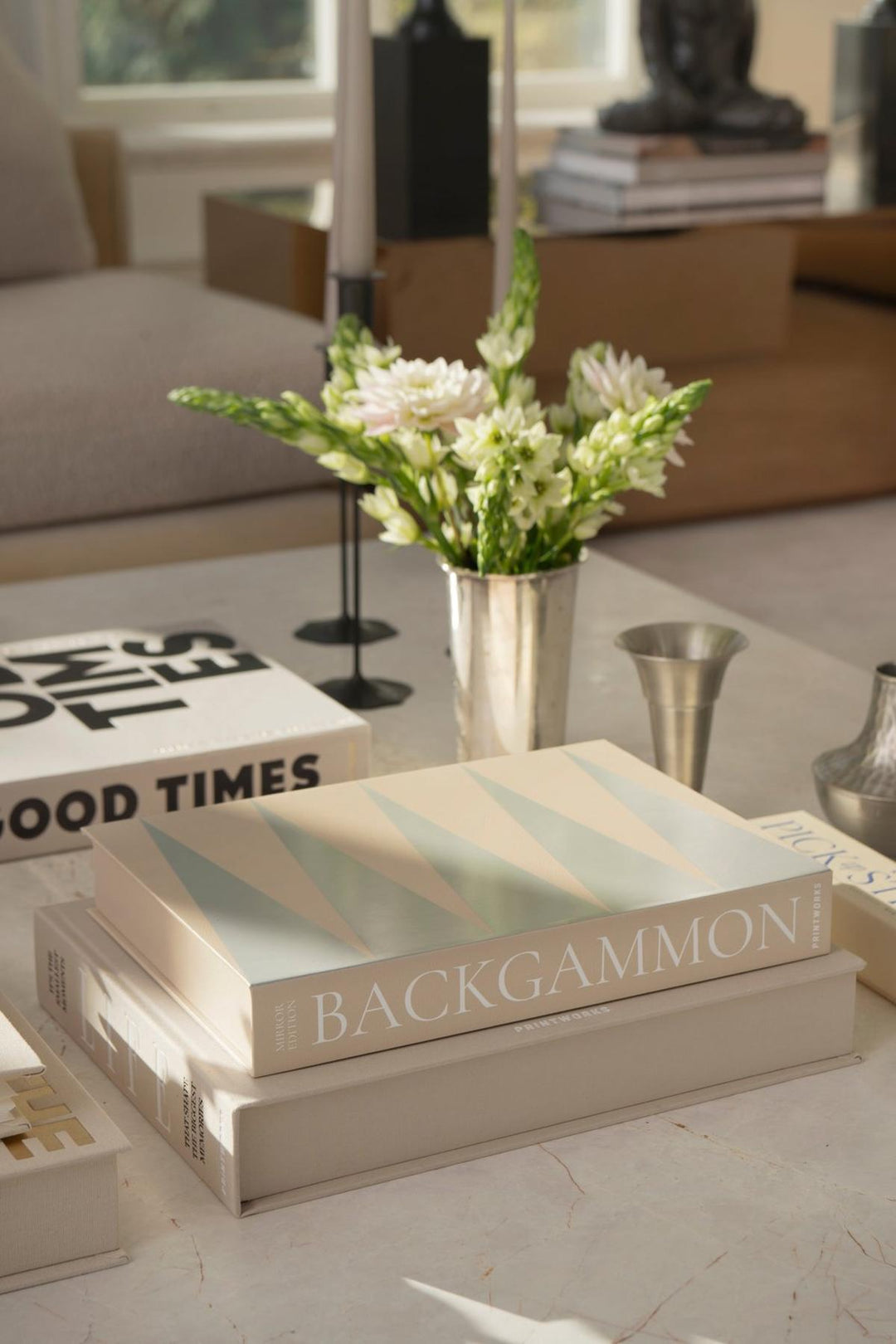 Classic - Art of Backgammon Mirror - Beige/Zilver