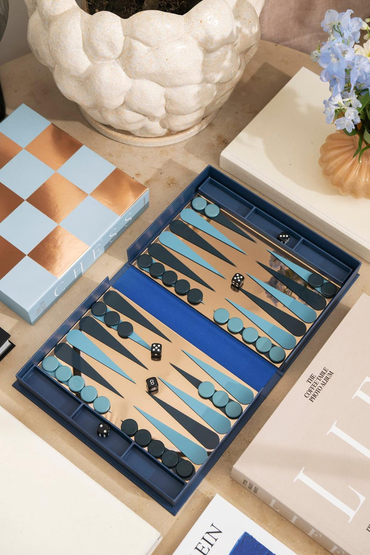 Classic - Art of Backgammon Mirror - Donkerblauw/Koper