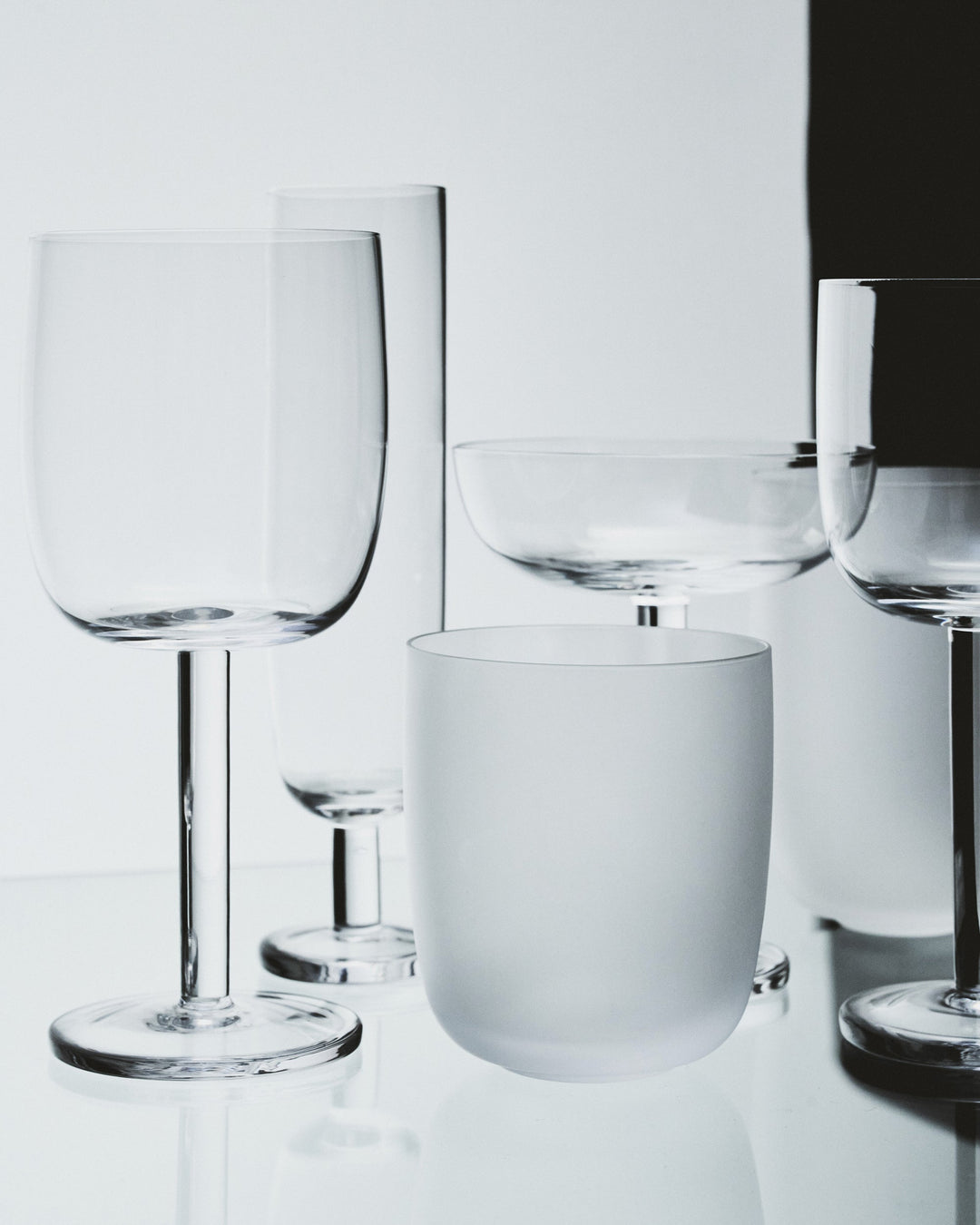 Glas M Frosted Wit Base - Set van 4
