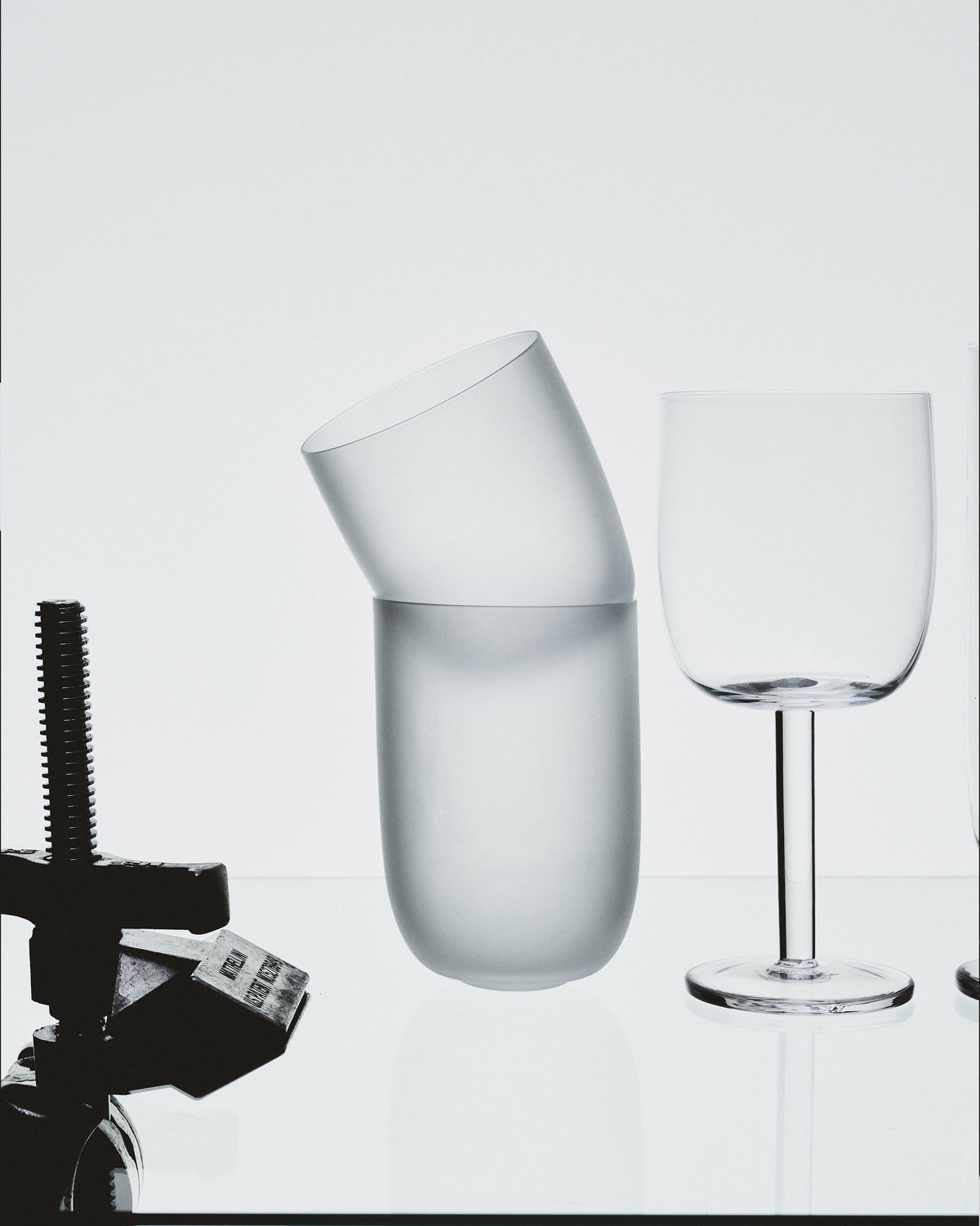 Glas L Frosted Wit Base - Set van 4