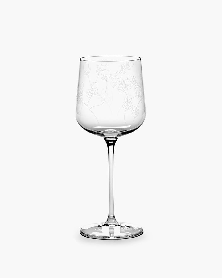 Witte Wijnglas Mirtillo Tea Midnight Flowers - Set van 4