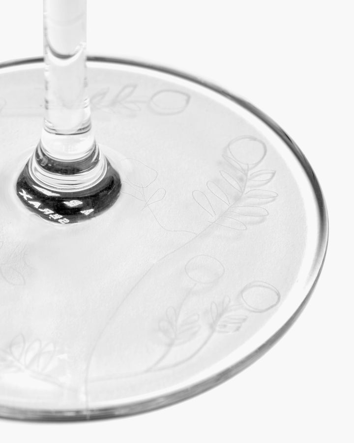 Witte Wijnglas Mirtillo Tea Midnight Flowers - Set van 4