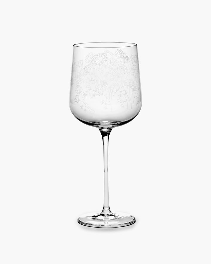 Rode Wijnglas Anemone Vaniglia Midnight Flowers - Set van 4