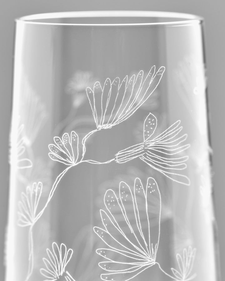 Champagneglas Camelia Aubergine Midnight Flowers - Set van 4