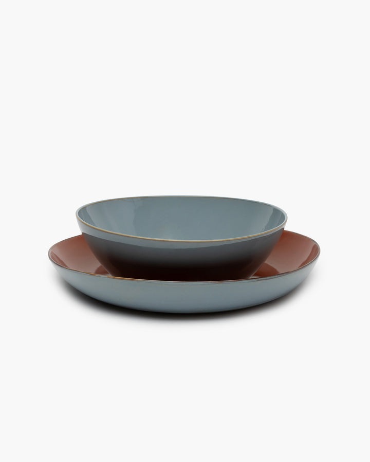 Serveerschaal Smoky Blue/Rust