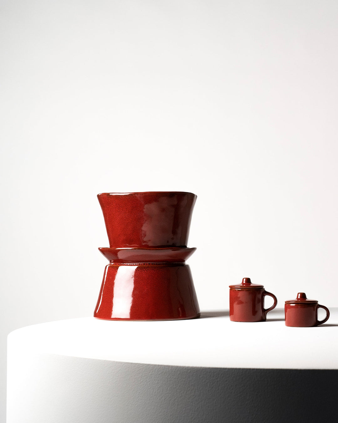 Ristrettokop met Deksel Venetian Red La Mère - Set van 2