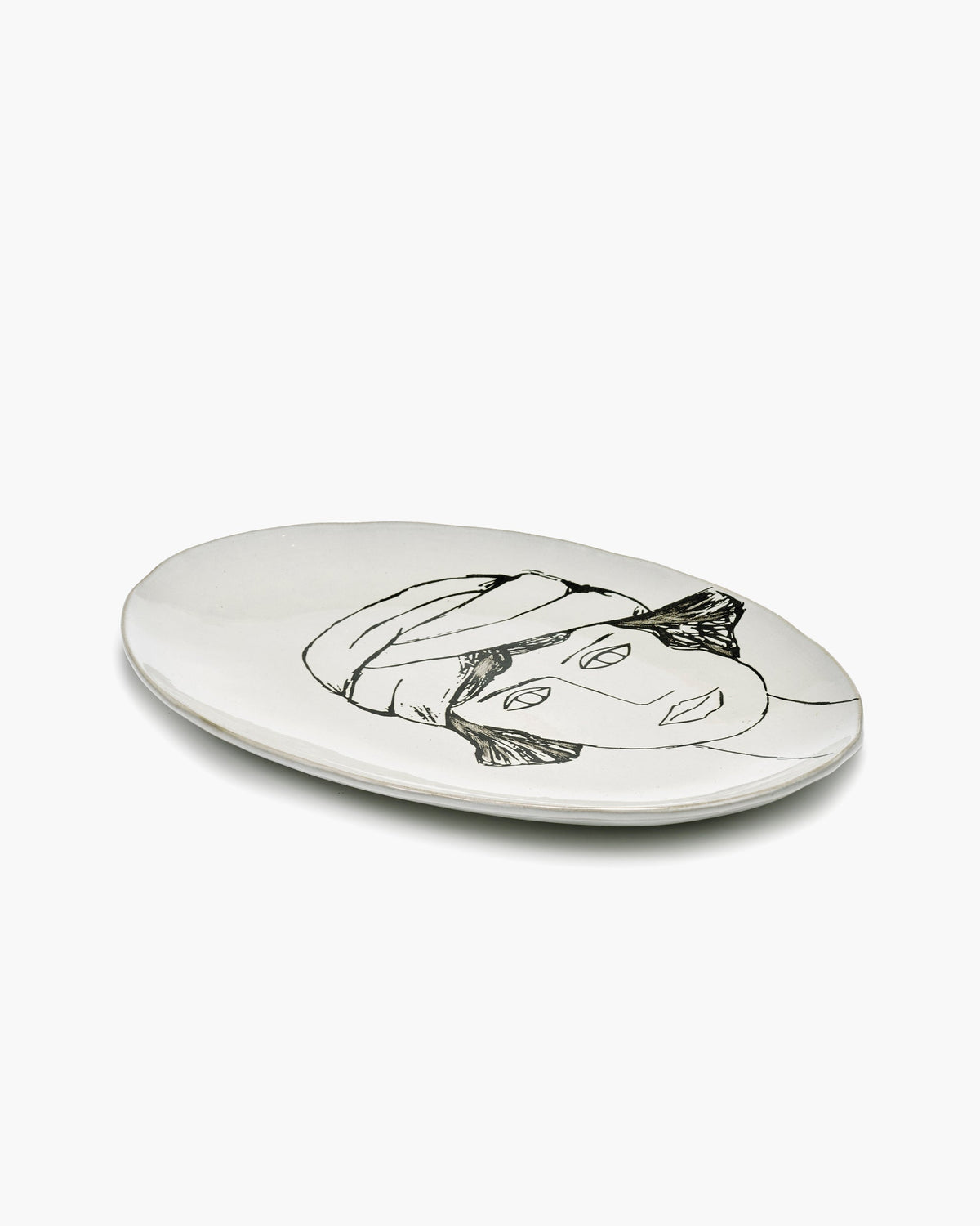 Ovaal Bord Off White-Zwart La Mère - Set van 2