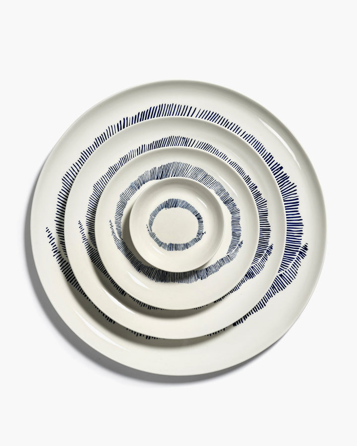 Schotel S Wit Stripes Blauw Feast - Set van 4