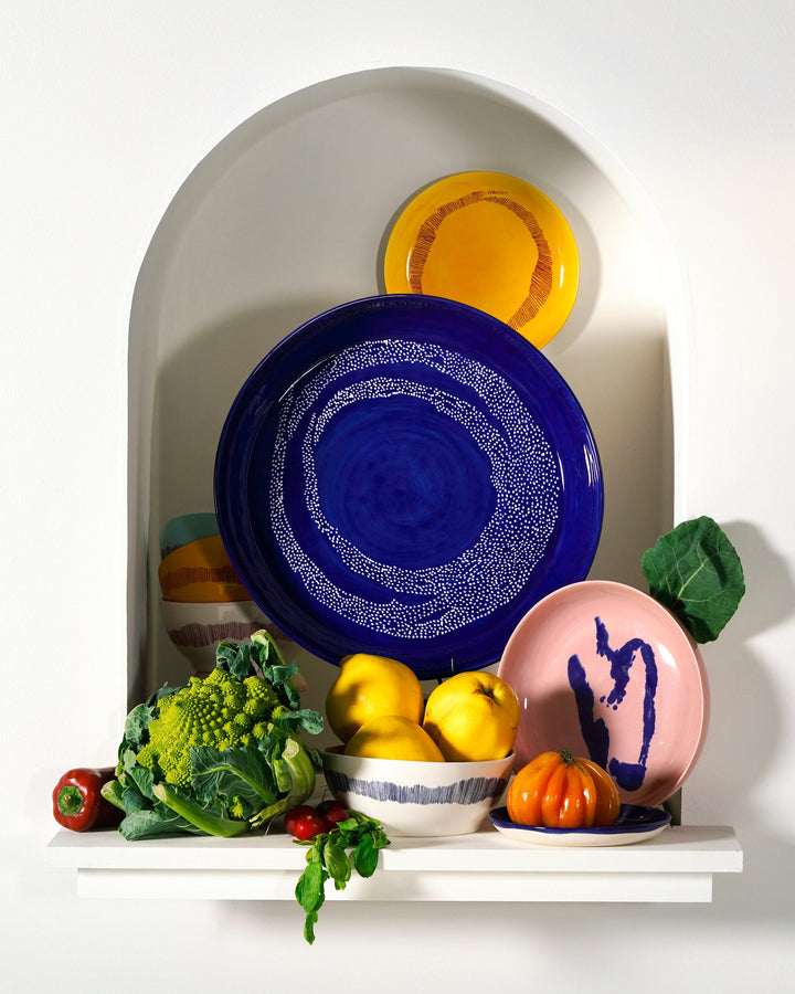 Schotel S Wit Stripes Blauw Feast - Set van 4
