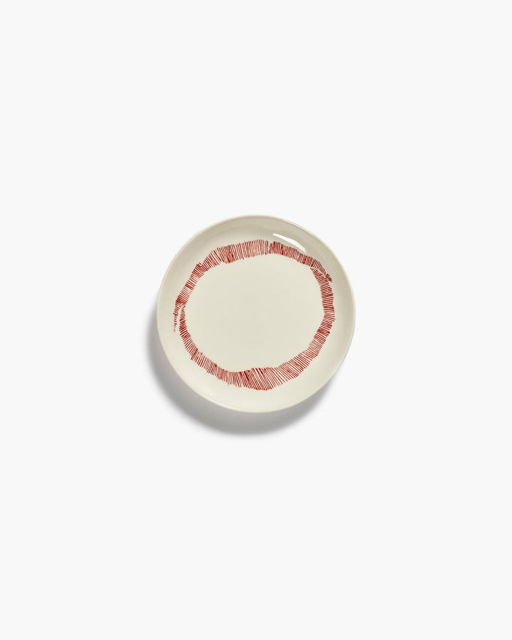 Bord XS Wit Stripes Rood Feast - Set van 4