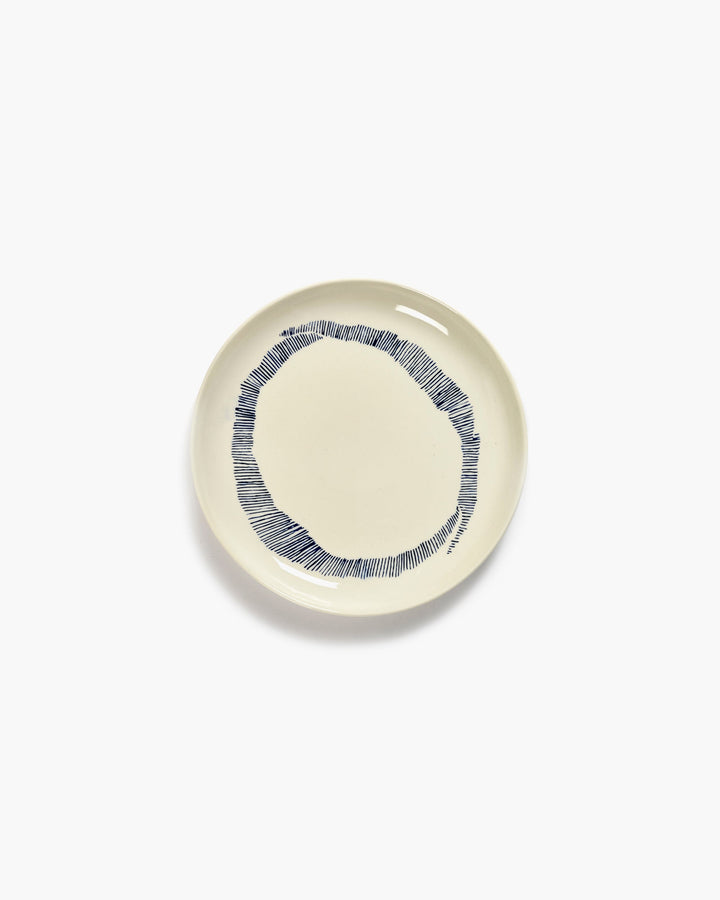 Bord S Wit Stripes Blauw Feast - Set van 2