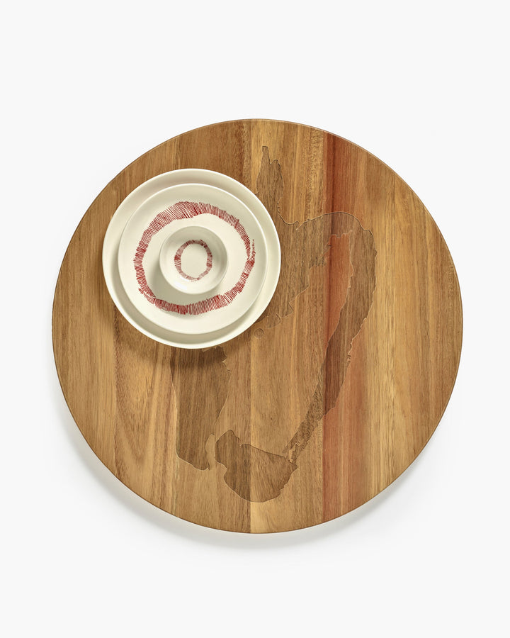 Bord S Wit Stripes Rood Feast - Set van 2