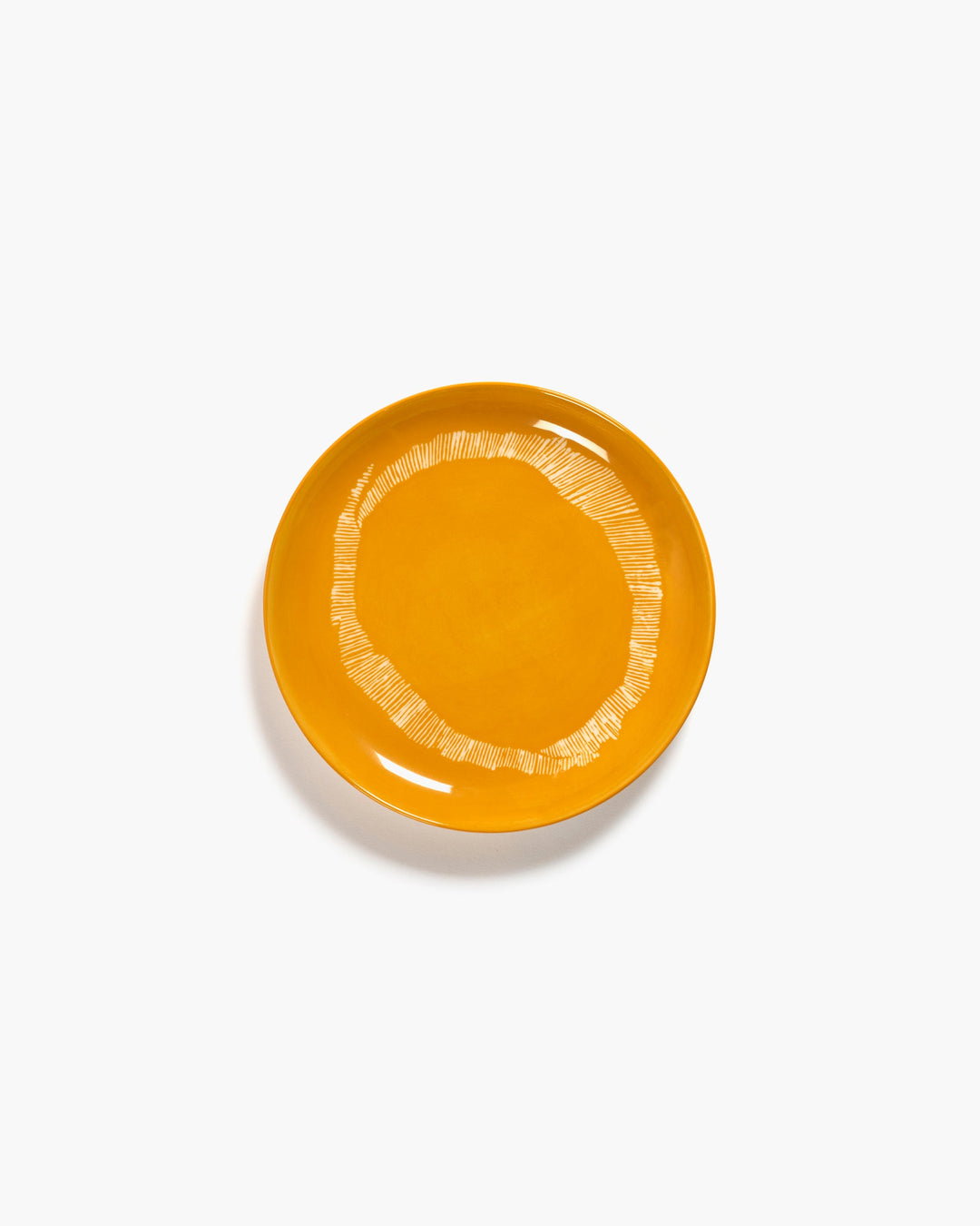 Bord S Geel Stripes Wit Feast - Set van 2