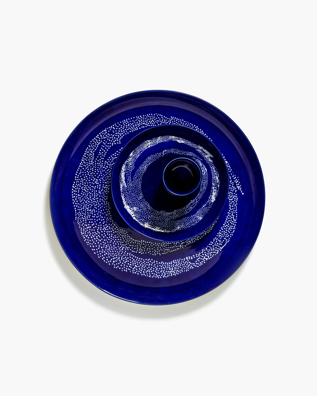 Bord S Donkerblauw Dots Wit Feast - Set van 2