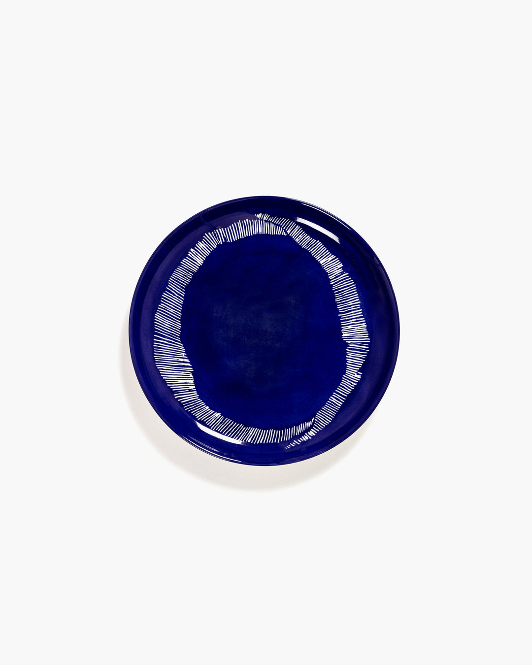 Bord M Donkerblauw Stripes Wit Feast - Set van 2