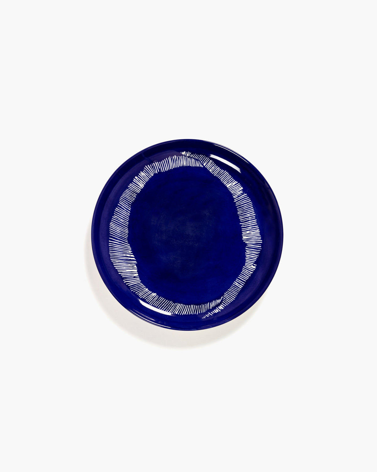 Bord M Donkerblauw Stripes Wit Feast - Set van 2
