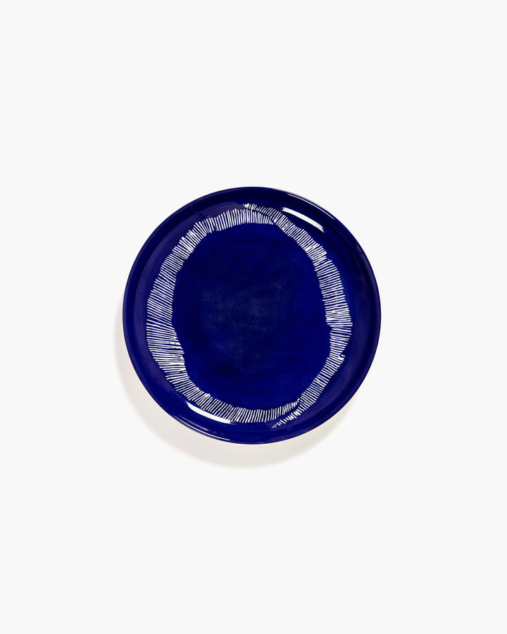 Bord M Donkerblauw Stripes Wit Feast - Set van 2