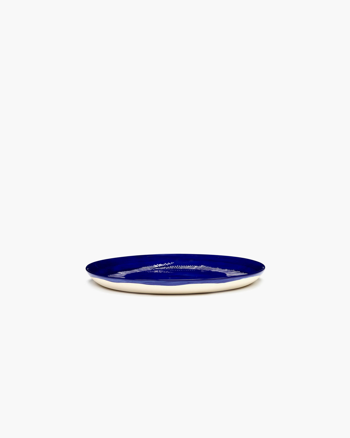 Bord M Donkerblauw Stripes Wit Feast - Set van 2