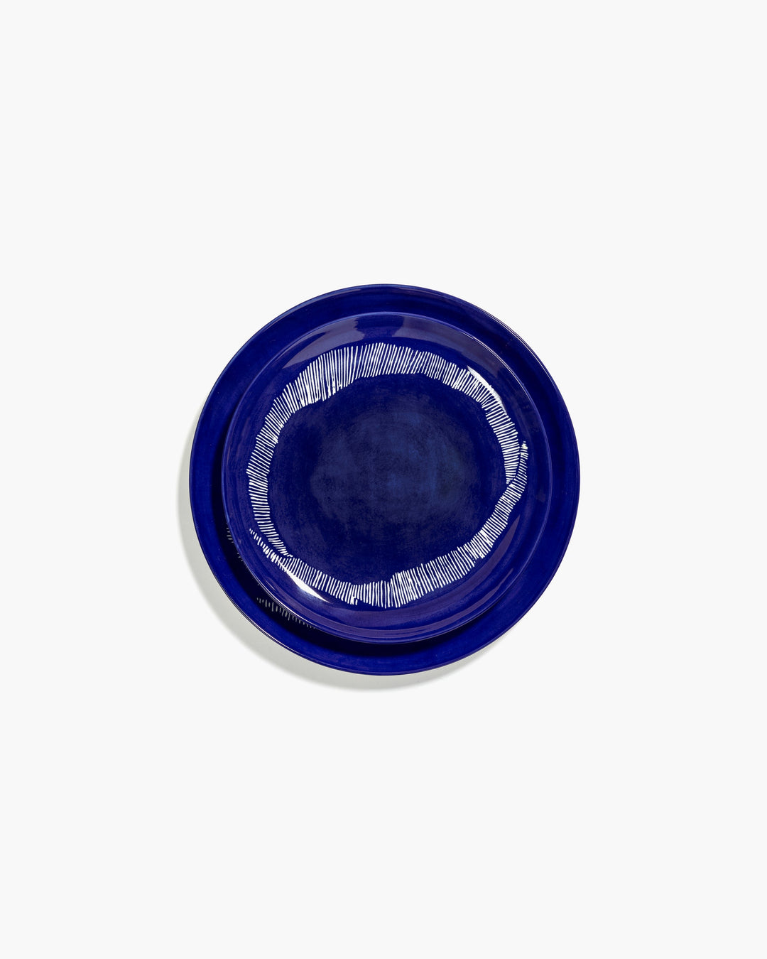 Bord M Donkerblauw Stripes Wit Feast - Set van 2