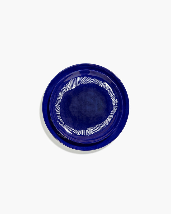 Bord M Donkerblauw Stripes Wit Feast - Set van 2