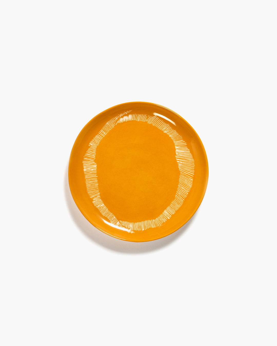 Bord M Geel Stripes Wit Feast - Set van 2