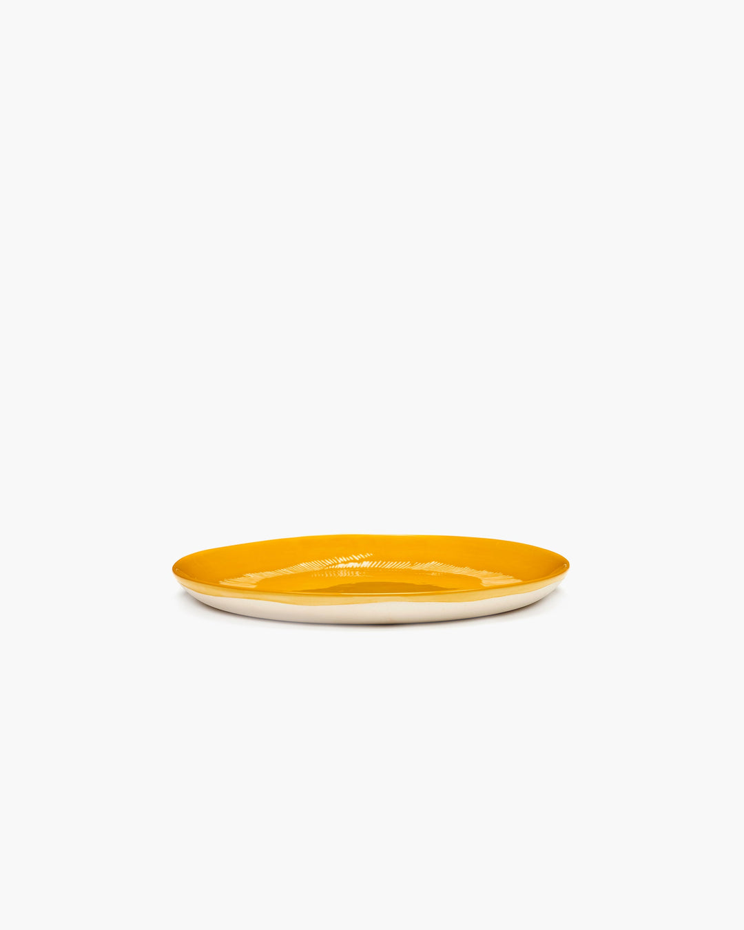 Bord M Geel Stripes Wit Feast - Set van 2