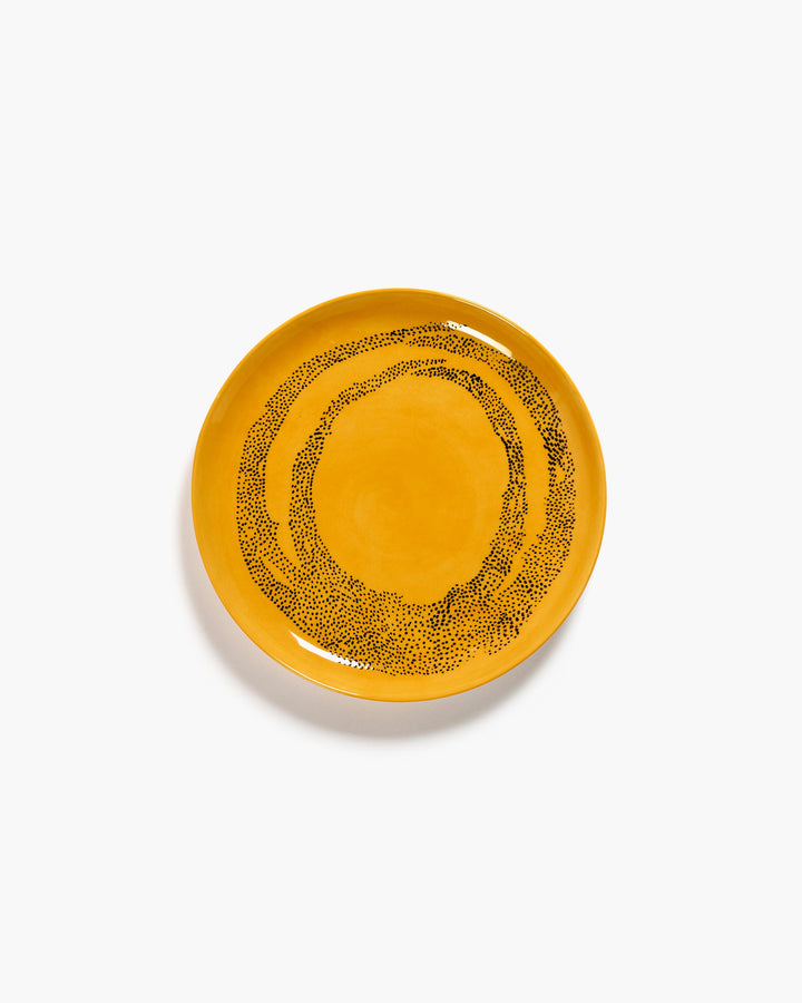 Bord M Geel Dots Zwart Feast - Set van 2