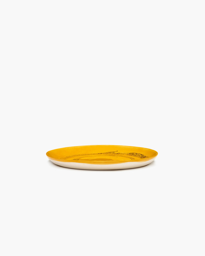 Bord M Geel Dots Zwart Feast - Set van 2
