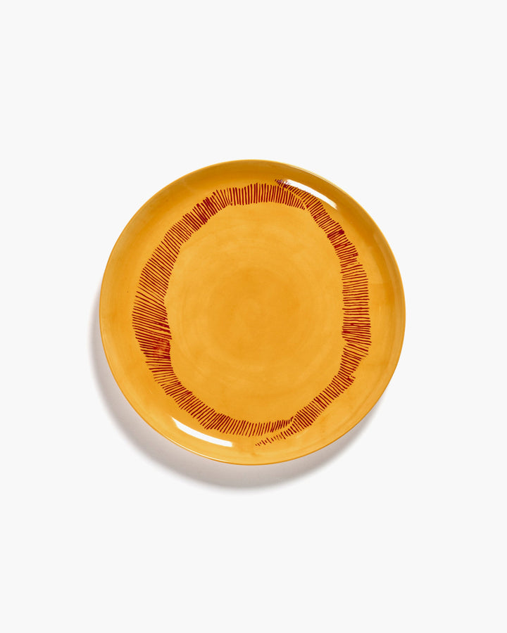 Bord L Geel Stripes Rood Feast - Set van 2