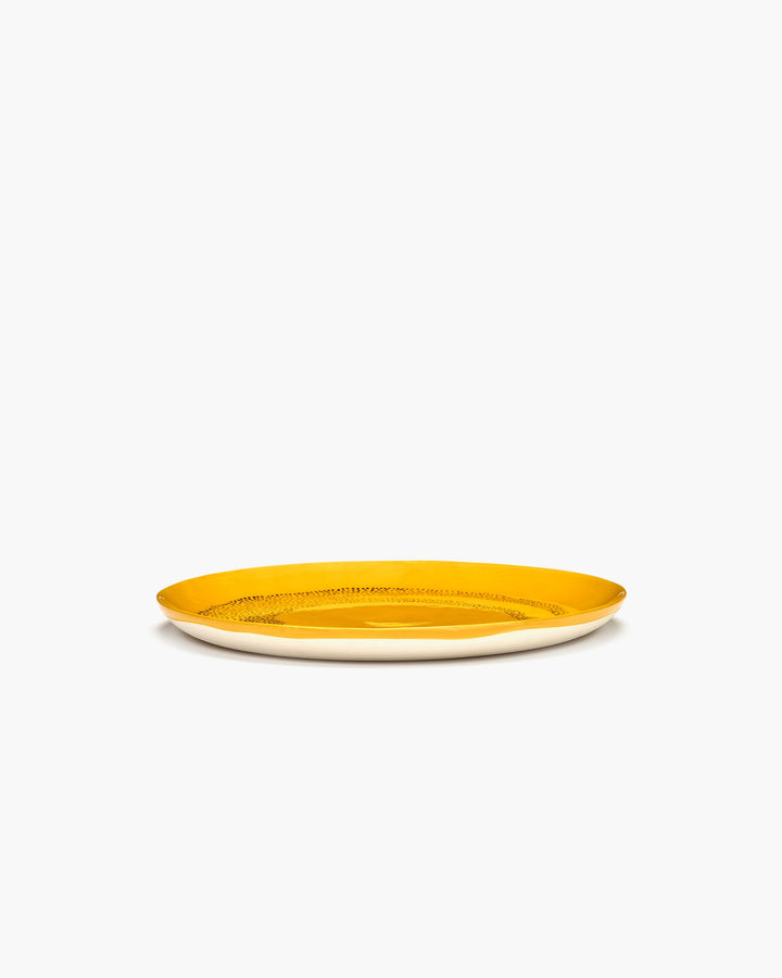 Bord L Geel Dots Zwart Feast - Set van 2