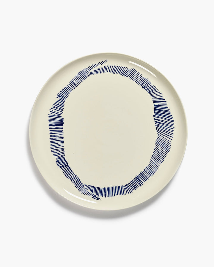 Serveerbord Wit Stripes Blauw Feast