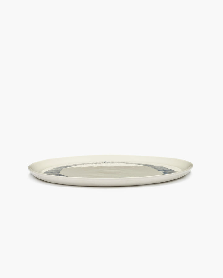 Serveerbord Wit Stripes Blauw Feast