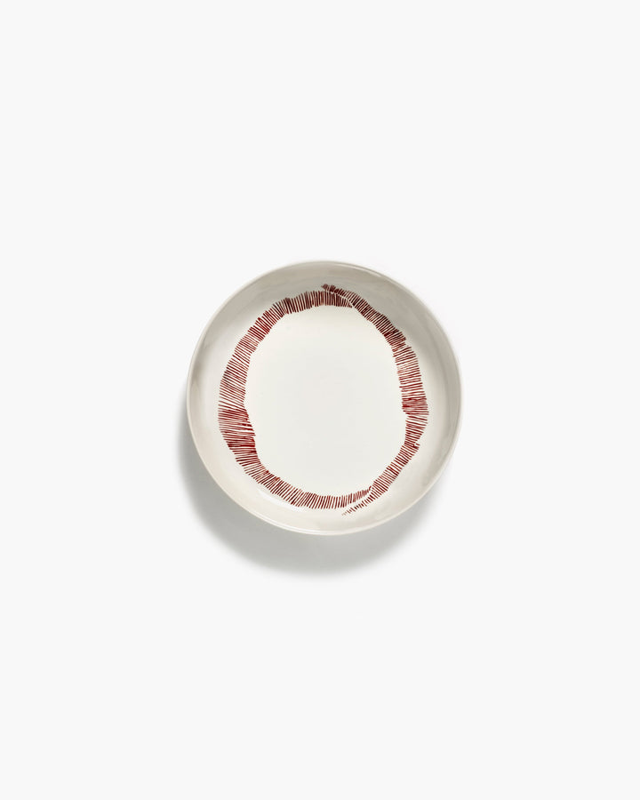 Bord Hoog Wit Stripes Rood Feast - Set van 2