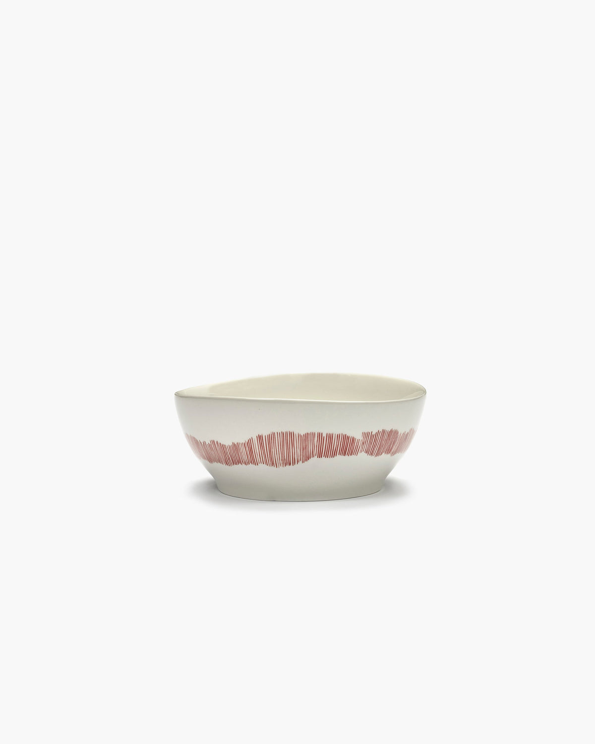 Kom L Wit Stripes Rood Feast - Set van 4