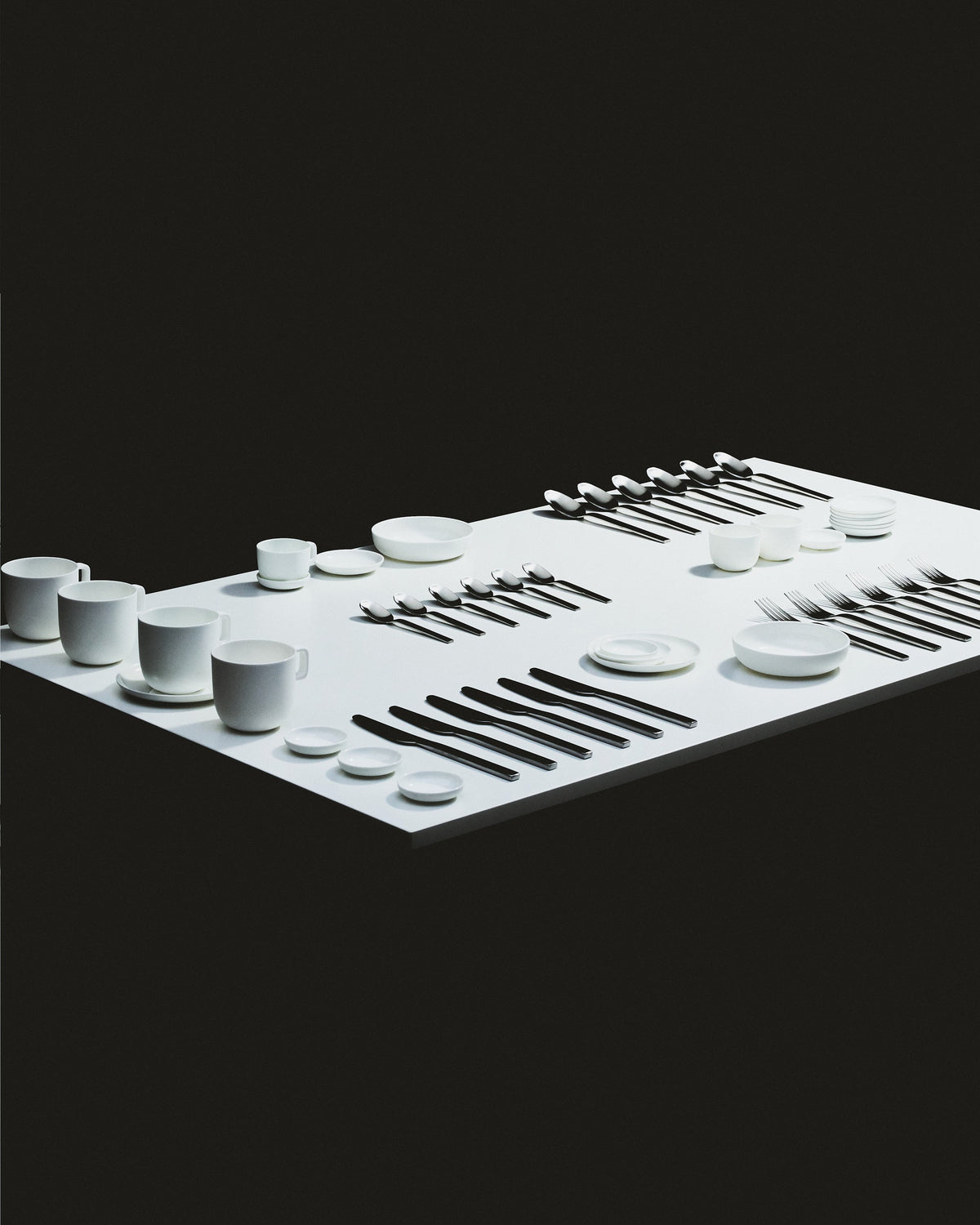 Diep Bord S Wit Base - Set van 4