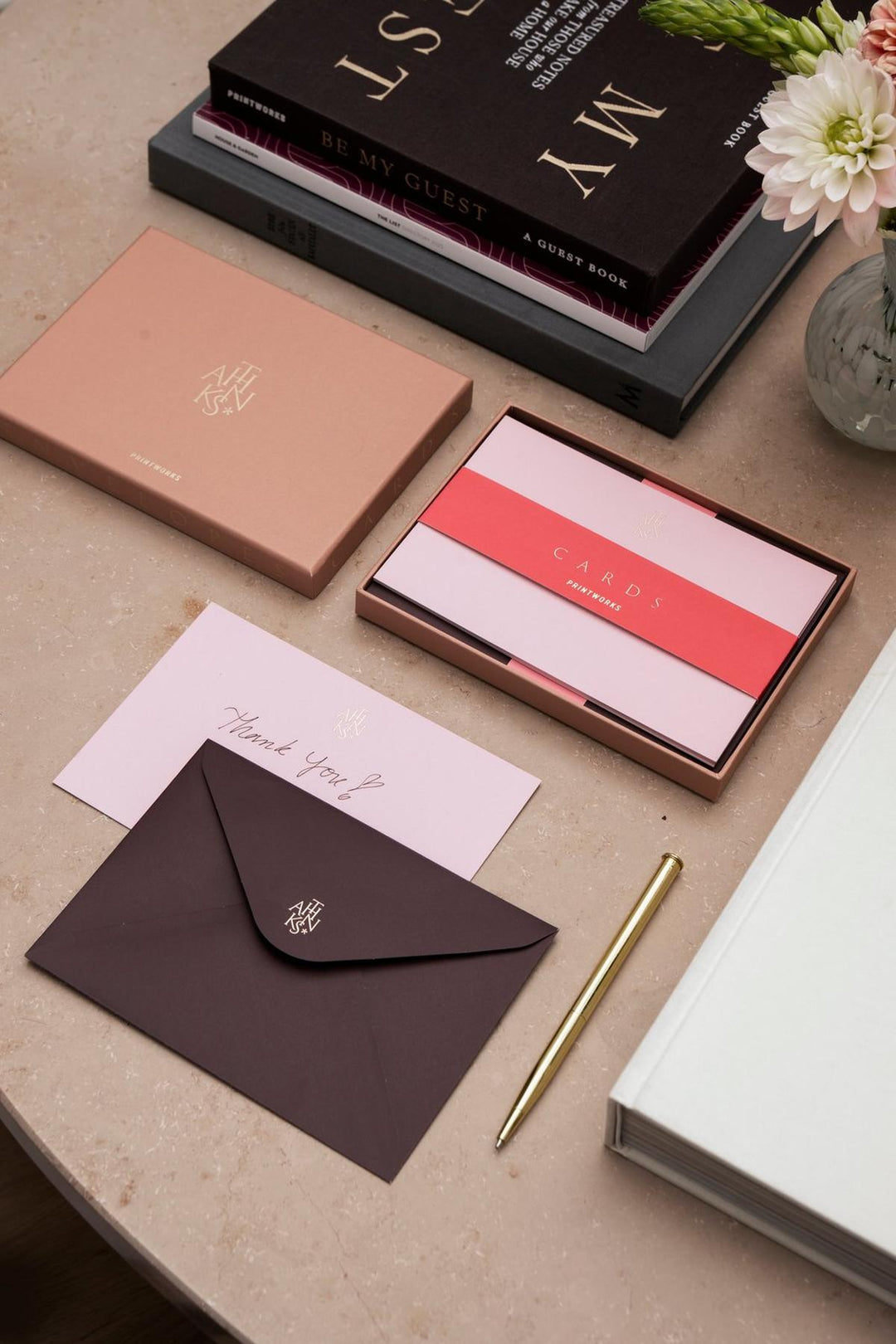 Kaart &amp; Enveloppe Set - Thanks - Beige