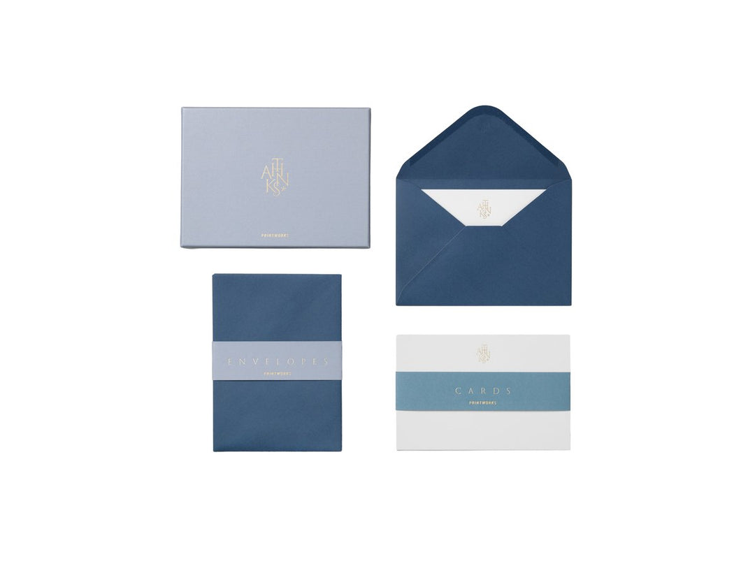 Kaart &amp; Enveloppe Set - Thanks - Blauw