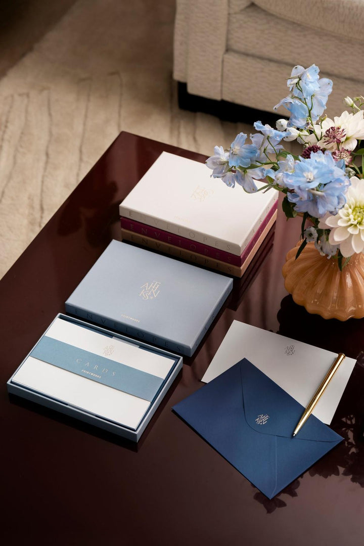 Kaart &amp; Enveloppe Set - Thanks - Blauw