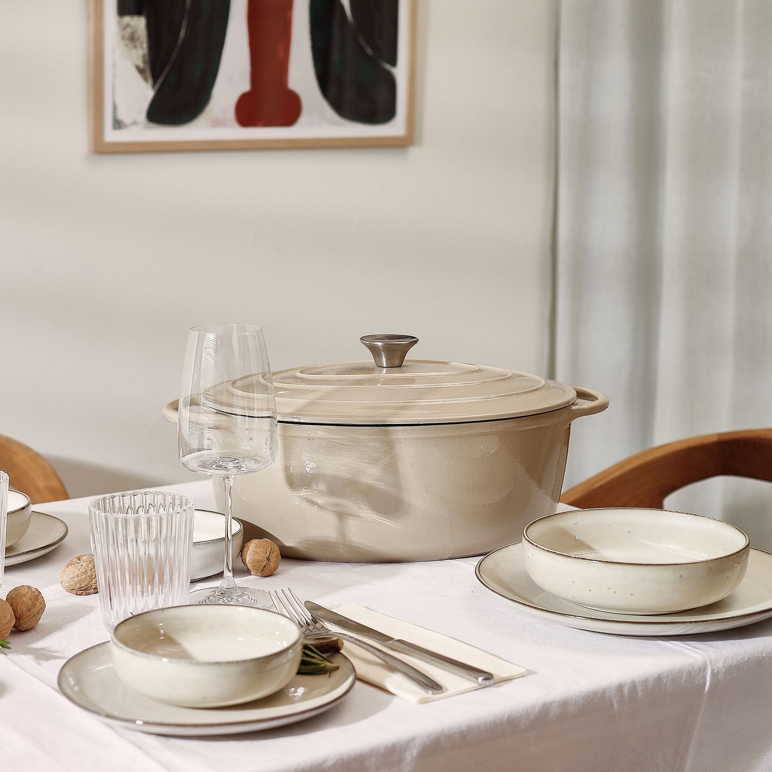 Kookpot 41x26cm gietijzer beige Ferno